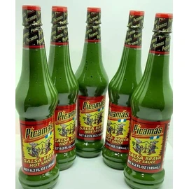 PICAMAS Salsa Brava Hot Sauce, GREEN, Net 6.2 fl oz (185 ml) - 5 Bottles