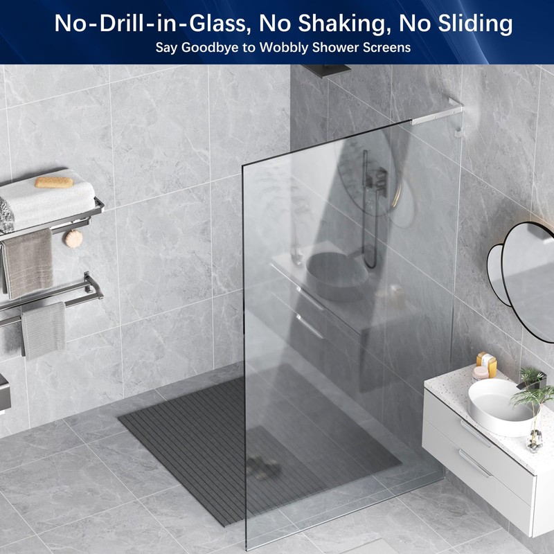 LukLoy Fixed Glass Bracket, Wall to Glass Shower Support Bar,