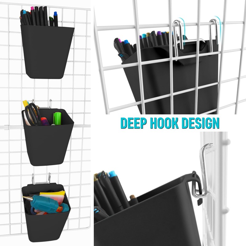 G.CORE Large Grid Wall Bins - 6Pack Black Gridwall Accessories