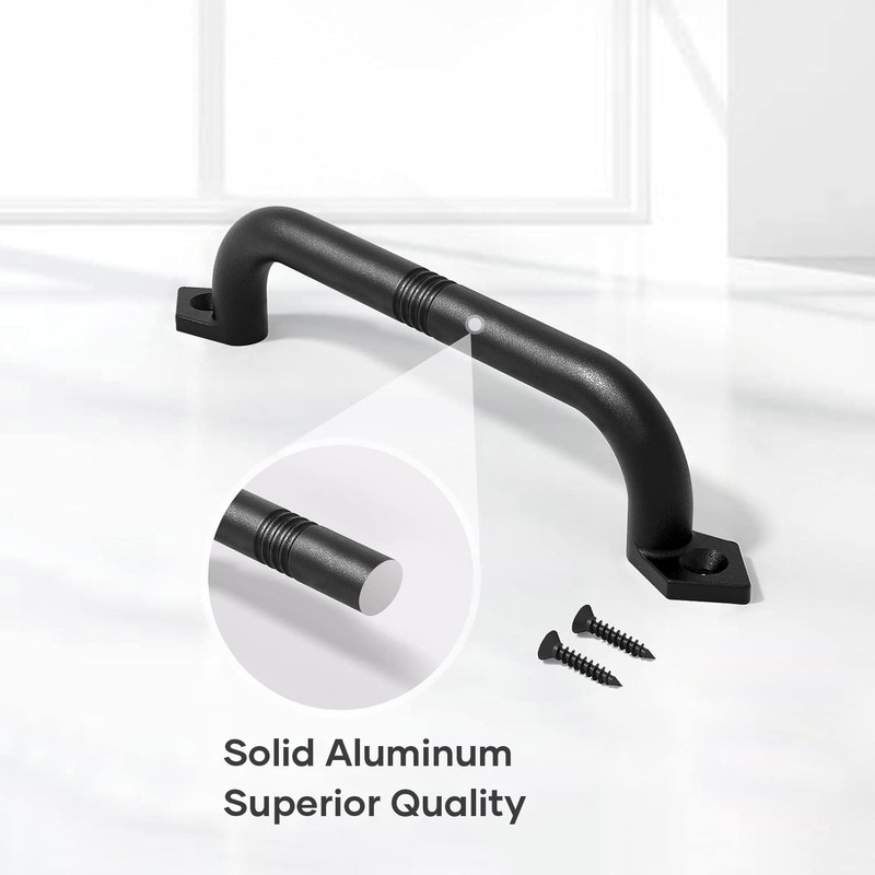 EaseLife 10" Barn Door Pull Handle, Rustic Black Cast Iron