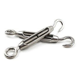 BE-TOOL Stainless Steel Turnbuckle, M8 Stainless Steel 304 Hook & Eye Turnbuckle Wire Rope Tension Used for Pipe System, Chain Link Fence, Pull Up Clothesline, etc (2PCS)