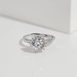 Meissa 0,95 Karat Rundschliff-Diamant-Verlobungsring für Damen, Sterling Silber Hochzeitsring gefälschter Verlobungsring Versprechensring Band für Jahrestag und Hochzeit