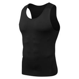 HYCOPROT Men's Athletic Compression Shirt Sleeveless Muscle Dry Fit Workout Tank Top for Running Training Black