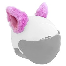 Cat Ears for Helmet Plush Ears Adhesive Helmet Accessory for Bicycle Motorcycle Smooth Surfaces Helmets Decor Light Purple