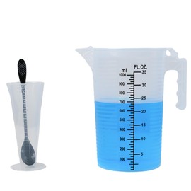 VIREYA Fertilizer Measuring Cup Set with Spoon, 100ml Precision Cup and 1000ml/35oz Dual Scale Mixing Cup, Accurate Measurement for Gardening Solutions, Heavy Duty