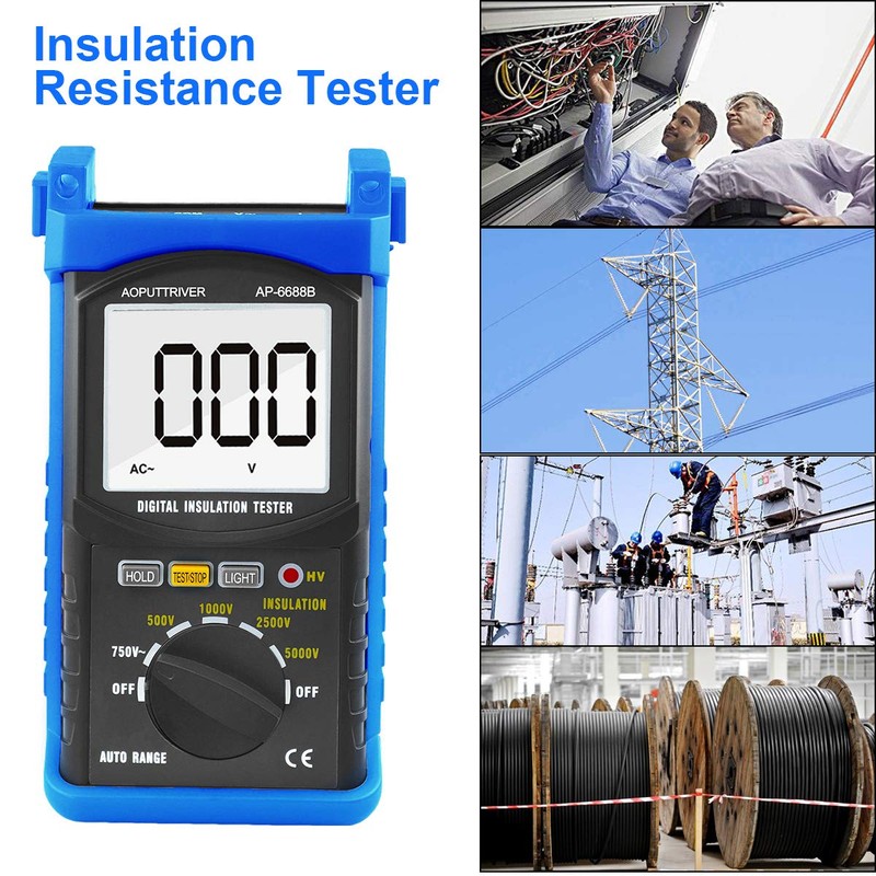 Insulation Tester Megohmmeter 200G Ohm Megger Multimeter Measures 500/1000/2500/5000V Voltage,