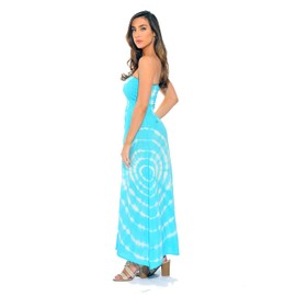 Riviera Sun Rasta - Vestido largo de verano para mujer, con correas extraíbles, Turquesa / Blanco, 2X