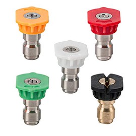 AURORA CAR Pressure Washer Spray Nozzle Tips Multiple Degrees, 4000PSI Premium Power Washer Nozzle Tips Set with 1/4'' Quick Connect Nozzles, 5 Nozzles(0、15、25、40、65 Degrees Soap) 2.5 GPM