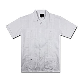 Maximos by R & B New Guayabera Kids Boys Cuban Latino Style Wedding Button Down Dress Shirt (16, White)