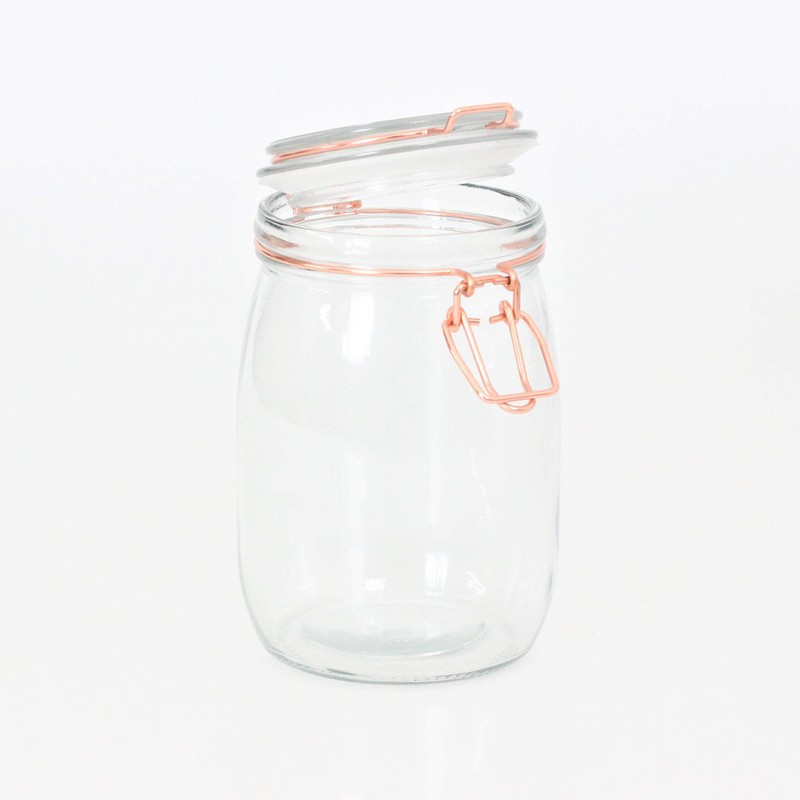 Tala 1Litre Glass Copper Clip Top Storage Jars Spices Pasta