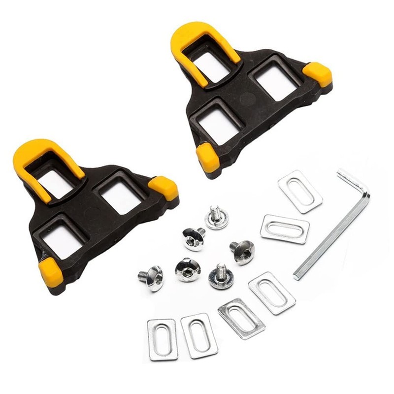 (Yellow (2pcs)) Shoes Road Self-locking Bike Cycling Pedal Cleats Set
