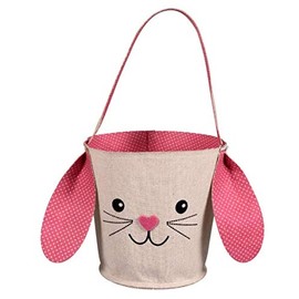 Greenbrier Fabric Bunny Easter Basket (Pink)