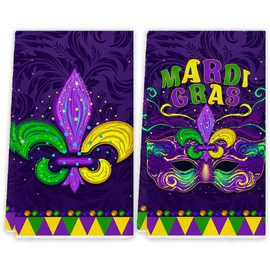 Yarcooly Mardi Gras Kitchen Towels New Orleans Brazi Carnival Dish Towels Fat Tuesday Decor Masquerade Mardi Gras Decorations for Home Party