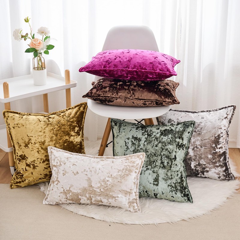 Yonous Premium Series, Crushed Velvet Cushion Covers, Luxury Thick Throw