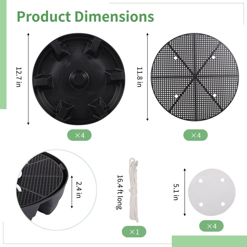 Homaisson 4 Pcs Self-Watering Plant Saucers, Indoor Auto Watering Fabric