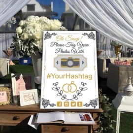 VictoryStore Custom Wedding Hashtag Sign - 24 inches x 36 inches - Corrugated Plastic - Set of 2