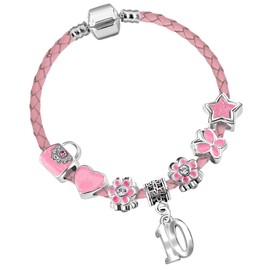 Girls 10th Birthday Handbags and Butterflies Pink Leather Charm Bracelet with Gift Box for Girls 10th Birthday Gifts for Girls Age 10 Birthday Jewellery for Girls Kids Jewelry