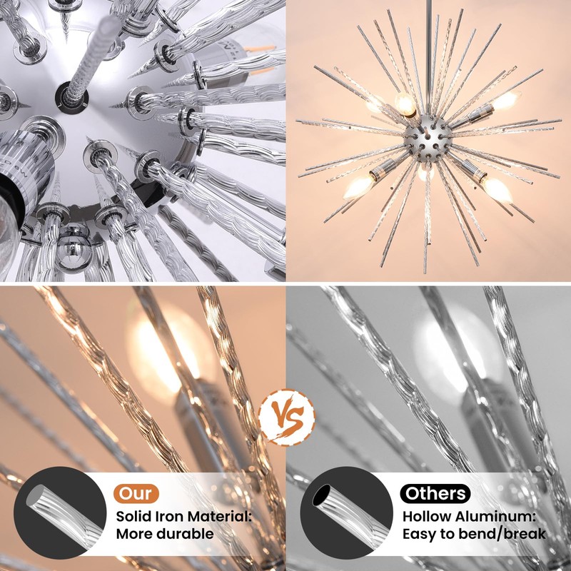 Sputnik Chandeliers - 42" Extra Large 6 Light Big Modern