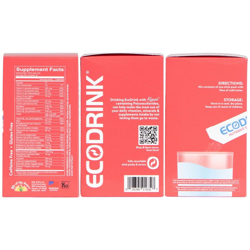 Lily of The Desert EcoDrink Nutrient Support Hydration Packets (3