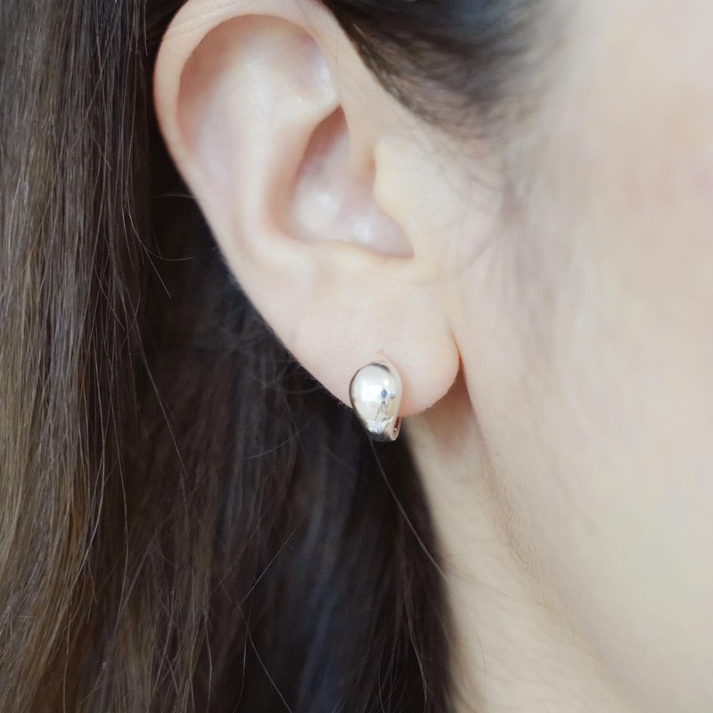 Sterling Silver 10mm Hoop Teardrop Waterdrop Sleeper Dome Huggie Drop