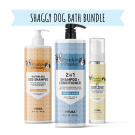 Frankie & Paisley Shaggy Dog Bath Gift Set Includes 2in1 Shampoo, Fanny Foam and Waterless Shampoo