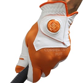 Copper Tech Men's Golf Gloves - Optimal Wrist Support with Copper Infused Thread - 100% AAA Synthetic Tacky Leather - Perfect for Summer & Fall Golfing - Golf Gloves Men (Hand Orientation: Both Hand)