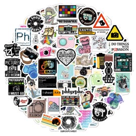 BulbaCraft 100Pcs Photography Stickers, Camera Stickers for Water Bottles, Laptop, Scrapbooking, Planners — Photographer Gifts Women, Camera Gifts for Photographers Women, Photography Accessories