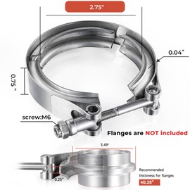 AKIHISA 2.75 Inch V Band Clamp-Stainless Steel_304, for Turbo Exhaust Down pipes Flange Kit, Racing Ford Pickup Truck Exchange Exhaust Accessories