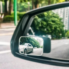 KopKop Suction Cup Mounting Blind Spot Mirror,HD Lens Frameless Convex Rear View Mirror Provides Wide Angle View,Design for Car Side Mirror,Universal Used for Cars SUV and Trucks (Square, Black)