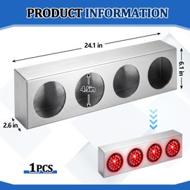 Boao Quad 4" Round Tail Light Box Heavy Duty 14GA Stainless Steel No Coating Trailer Tail Lights for Truck, Rv, Trailer