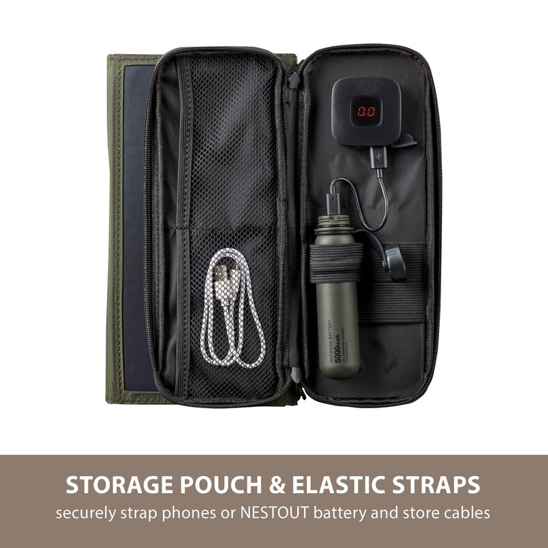 Elecom MPA-NEST-S012OV Solar Charger NESTOUT SOLAR-1 [2 Panels] 14W Olive