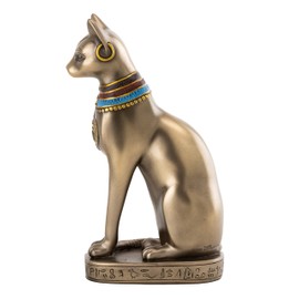 Top Collection Goddess Bastet Statue - Ancient Egyptian Goddess of Protection Sculpture in Premium Cold Cast Bronze - 8-Inch Collectible Fertility Cat Figurine