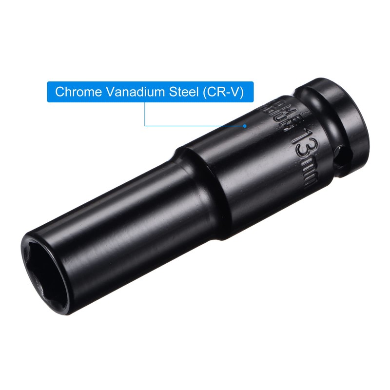 sourcing map 1/2" Drive by 13mm Deep Impact Socket, Heat-Treated