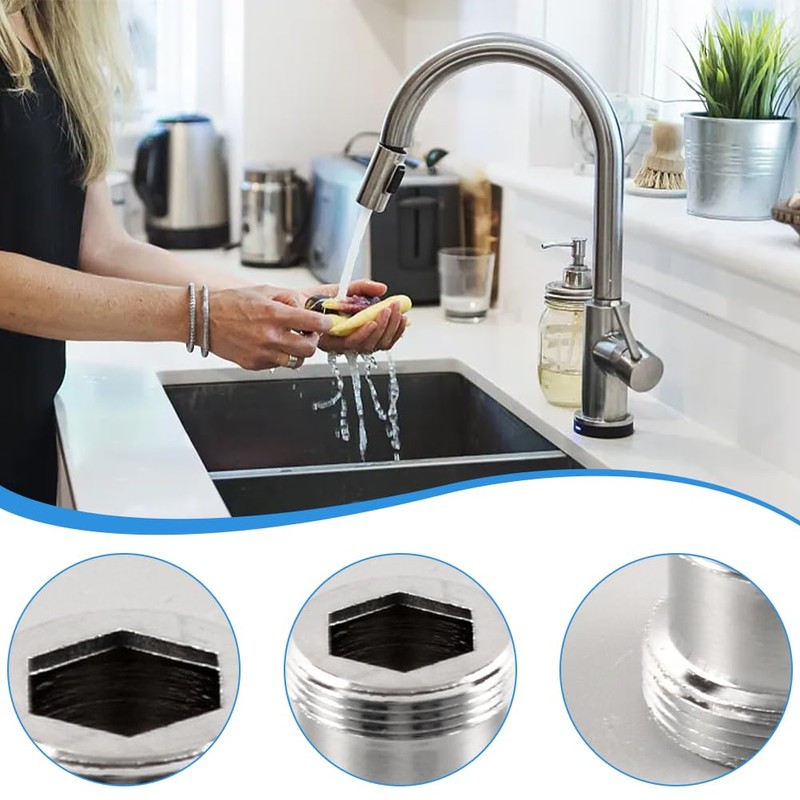 2 pcs Faucet Adapter Kit, Copper M22 to M24 Male