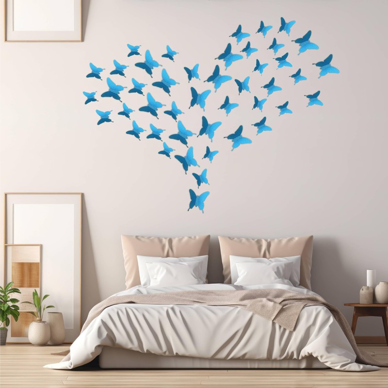 Glitter 3DButterfly Wall Stickers SkyBlue Bring a Serene, Elegant Touch
