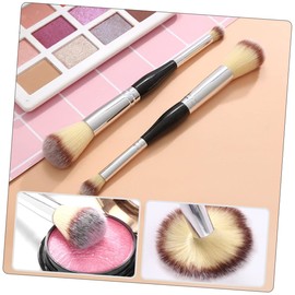 FOMIYES 2pcs Dual Ended Makeup Brush for Blending Loose Powder Blush and Highlighter Compact Lightweight Skin-friendly Cosmetic Tools Bag for Travel and
