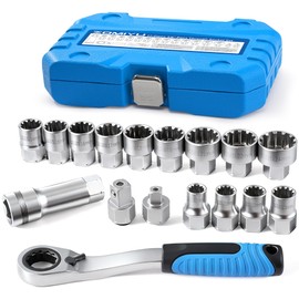 ZOMIYU 3/8” & 1/2” Pass Through Socket Set, 17-Piece Metric 12-Point Go-Thru Sockets with 2-in-1 Ratchet (72-Tooth), Adapter, Extension Bar & Sturdy Case, CR-V Steel