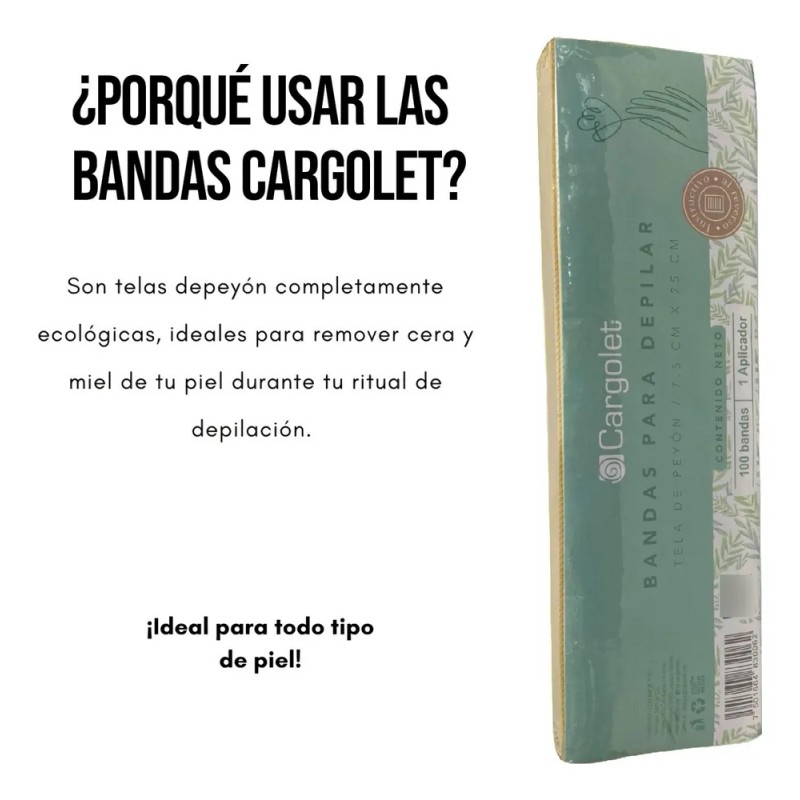 Bandas Depilar Ecologicas Tela Peyon Cargolet 100 Pzas Sensible
