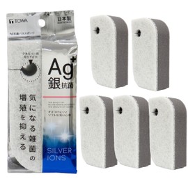 Towa Sangyo Ag Antibacterial Bath Sponges, Bath Sponges, Inhibits bacterial growth, Made in Japan, Gray, Approx. 3.0 x 1.8 x 6.2 inches (7.6 x 4.5 x 15.8 cm), Set of 5