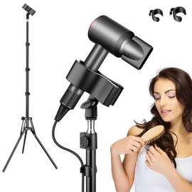 Nineigh Hair Dryer Stand Hands Free, 20-63 Inch Adjustable Hair Dryer Holder with Tripod & Universal Clip, Blow Dryer Stand for Bathroom Salon Home, Perfect for Long Hair & Stylists