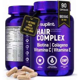 Vitaminas para el Cabello Mujer con Biotina, Colágeno, Queratina, Zinc y Vitaminas A, C, E – Suplemento Vegano para Crecimiento Capilar, Piel y Uñas –