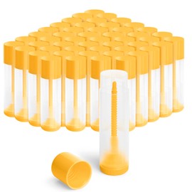 JuLand 50 Pack Empty Lip Balm Containers Bulk 5.5ml - Clear Twist-Up Tubes with Yellow Caps, Refillable Chapstick Tube for DIY Lip Balm Making