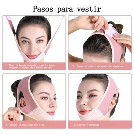 V-lifting facial strap, barbilla strap para dormir, reusable lady v-lifting facial, mandibular trainer（rosa）