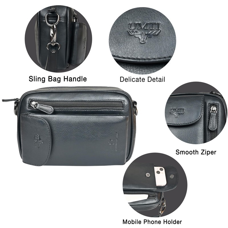 Leather Wrist Bag for Unisex Made of Cowhide Leather 21-
