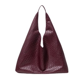 QWINEE Women's Woven Bags Vintage Braided Tote Bag Faux PU Leather Clutch Shoulder Handbags Shoulder Bag Braided Purse Burgundy One-Size