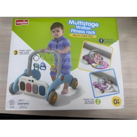 Baby Play Gym and Walker Learning for Boy Girl, Baby Play Mat Activity Gym Musical Activity Center Tummy Time Mat for Infant Newborn Toddlers Gifts Adjustable Height (Blue Dinosaur)