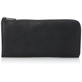 Madijack Soup No. 76184 Wheel Wallet, Long Wallet, Thin, Large Capacity, Divider Pocket, Leather, Genuine Leather, L-Shaped Zipper, Black, Men's, Black