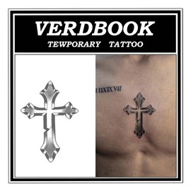 VERDBOOK Waterproof Temporary Tattoos: 2-Sheet Tattoo Kit with Realistic Body Stickers, Semi-Permanent Tattoos for Adults Lasting 7-15 Days – Safe for Men & Women, Silver Creed