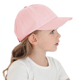 YAMEE Baseball Cap Unisex Children's Breathable Baseball Cap Children Cotton Peaked Cap Children Lightweight Sun Hat Children for Boys Girls Sun Protection Pure Colour Outdoor Recreation, lightpink
