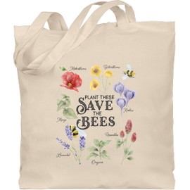 Shirtracer - Cotton Bag - Flowers & Plants - Save the Bees - Save the Bees, 1 natural white, Unit size